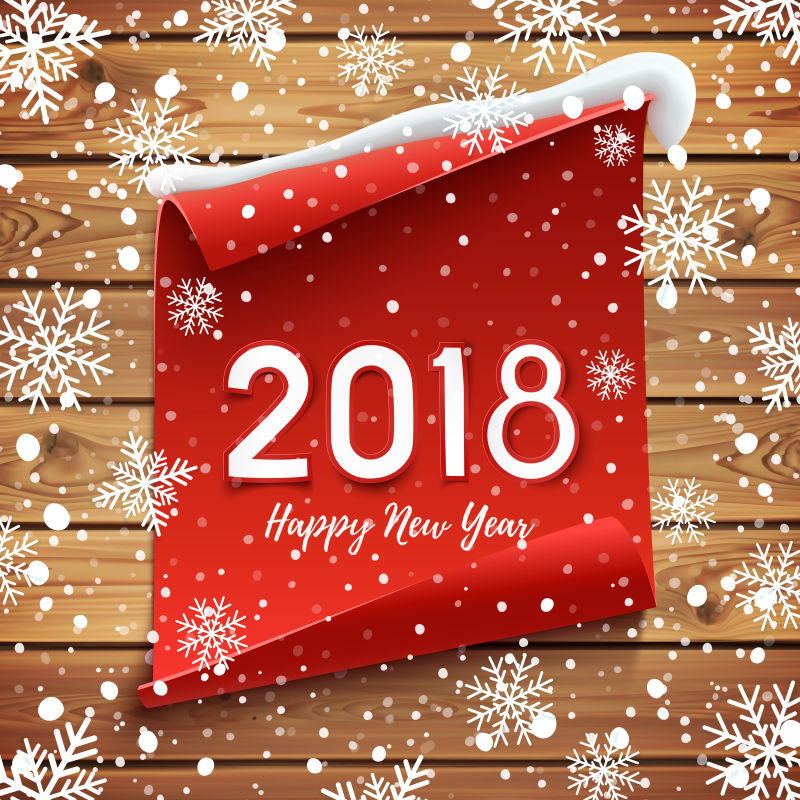 创意矢量圣诞雪花风格的2018新年背景