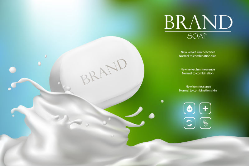 创意矢量平面肥皂元素广告海报设计