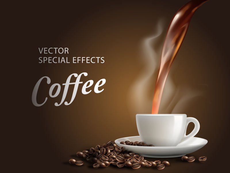 抽象矢量热咖啡的平面海报设计