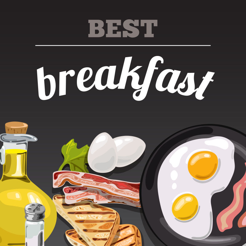 创意矢量早餐元素的平面海报设计
