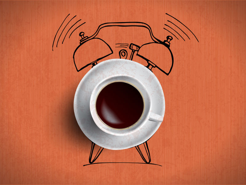 创意矢量卡通咖啡元素的抽象插图
