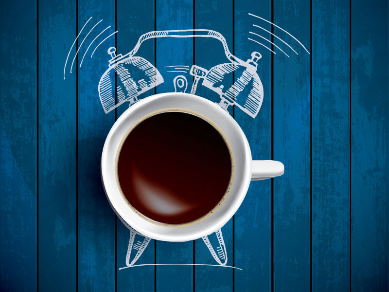创意矢量咖啡闹钟元素的平面插图