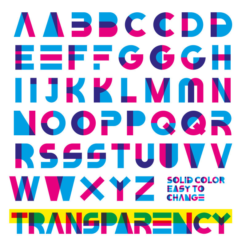 抽象矢量半透明三原色字体设计