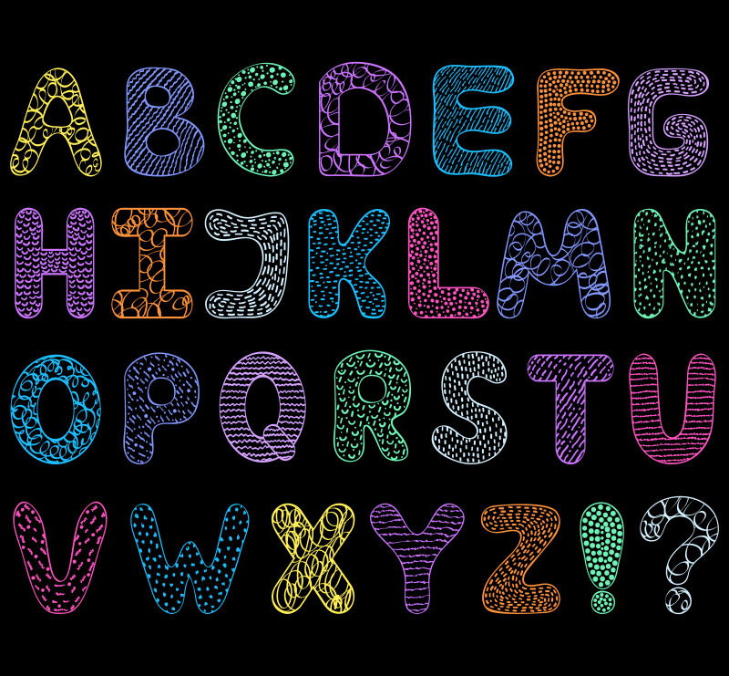 抽象矢量彩色纹理的字母设计