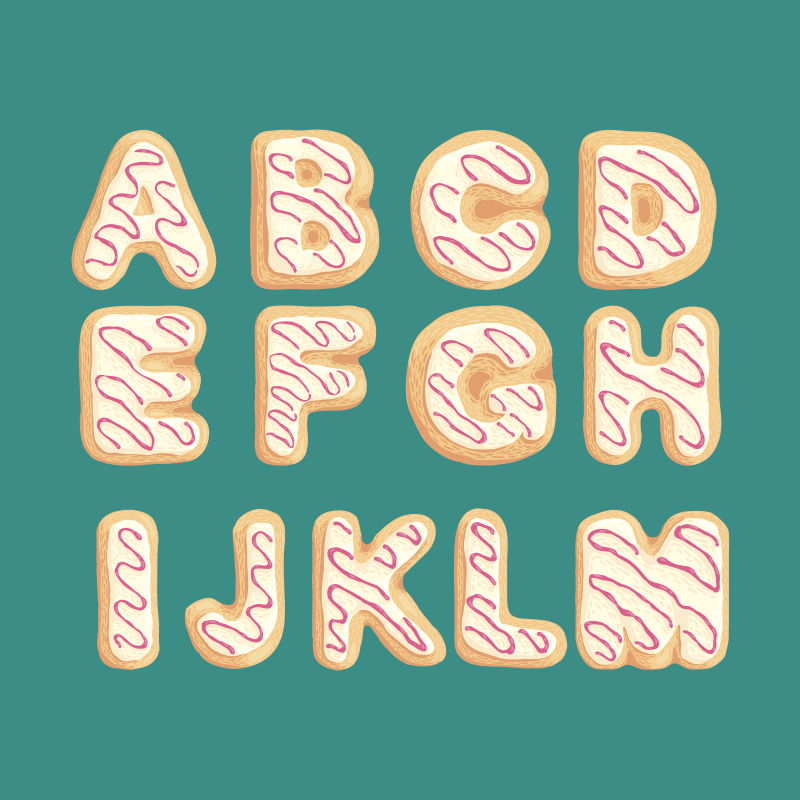 创意矢量曲奇饼风格的字母设计