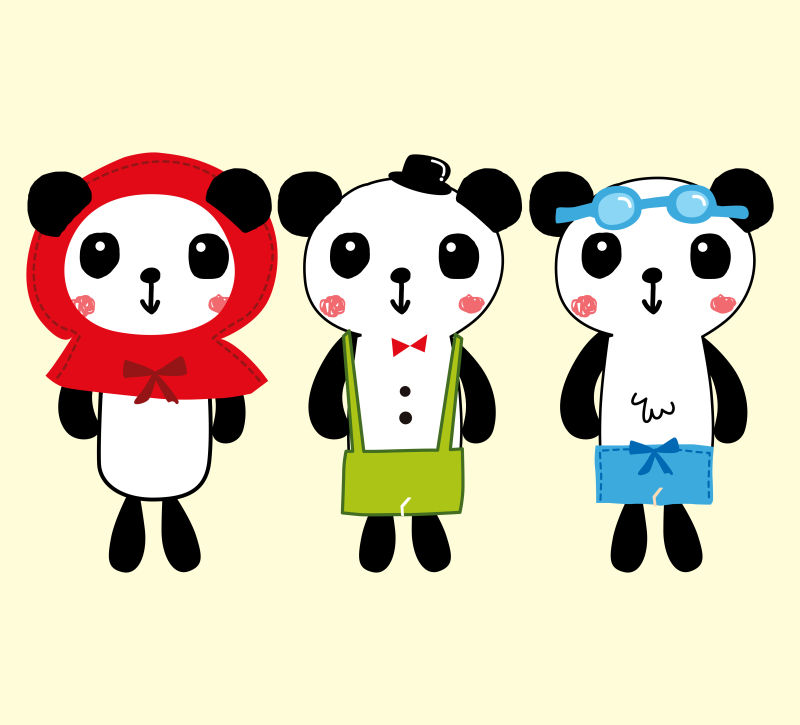 矢量时尚的卡通熊猫