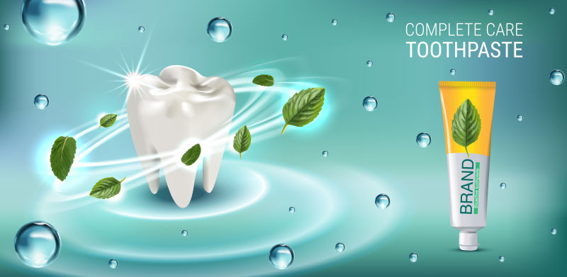 创意矢量现代抗菌牙膏平面海报设计