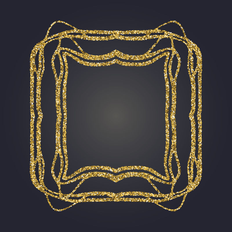 抽象矢量金色闪烁粒子边框设计背景