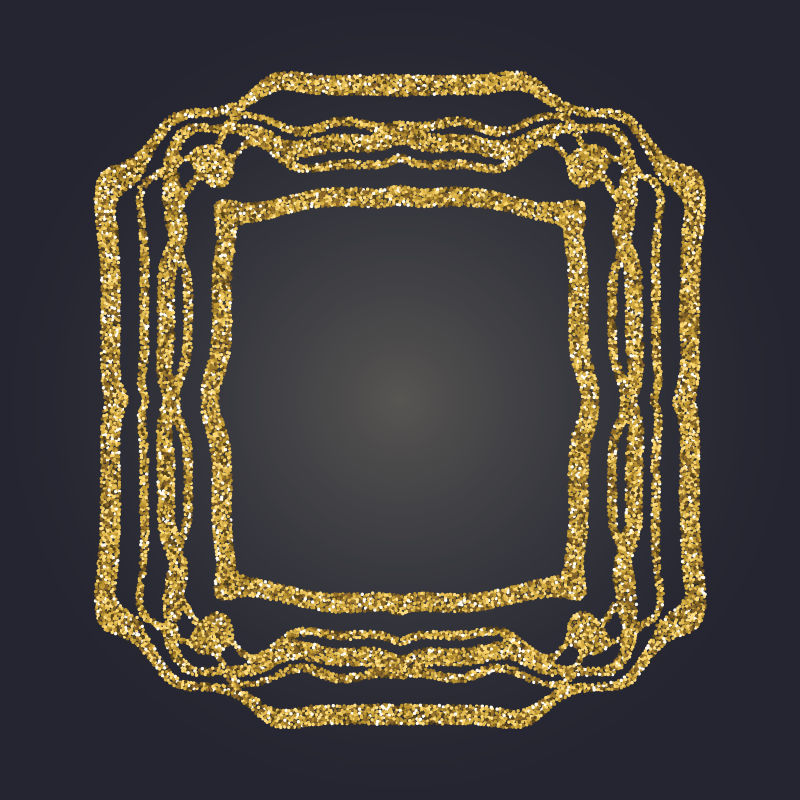 抽象矢量金色闪烁粒子元素边框背景设计