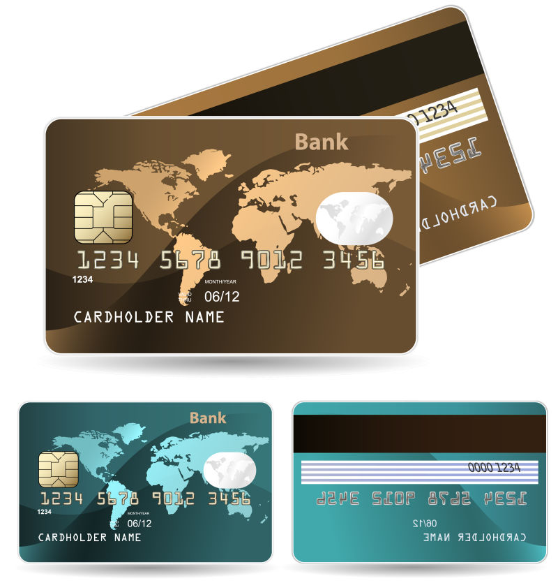 创意矢量现代双色银行信用卡设计