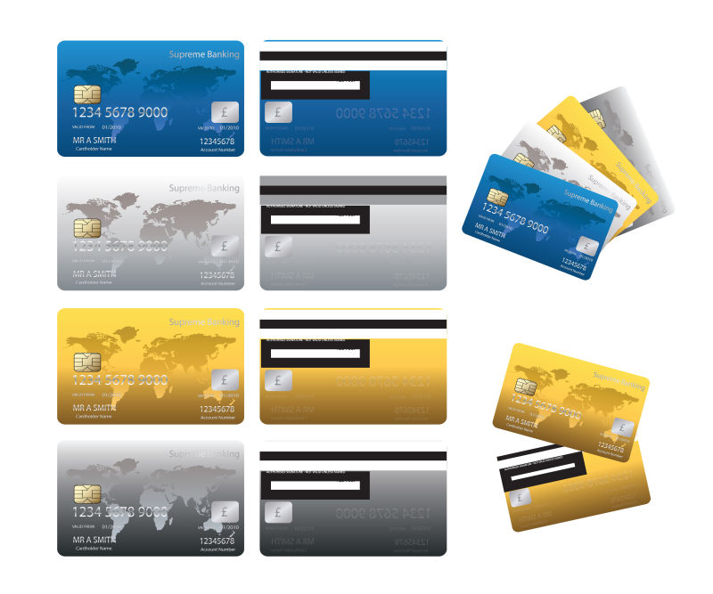 抽象矢量现代彩色银行信用卡设计