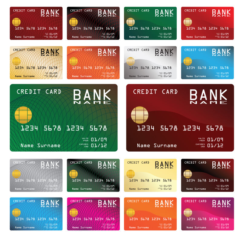 抽象矢量彩色现代银行卡设计