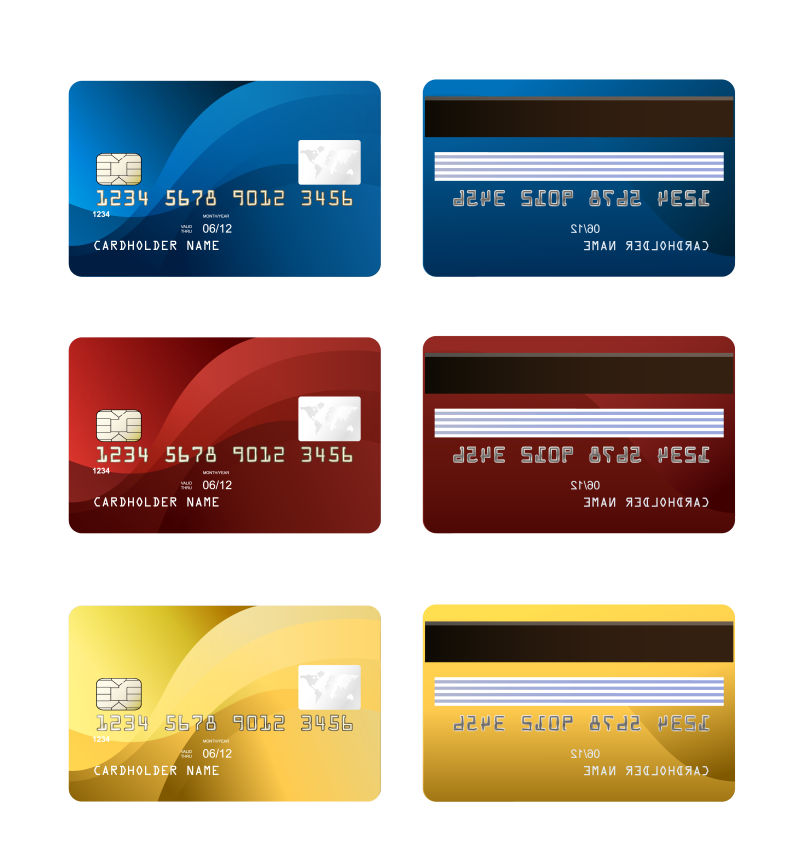 抽象矢量现代三色银行信用卡设计