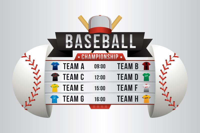 具有团队竞争背景的棒球锦标赛矢量图