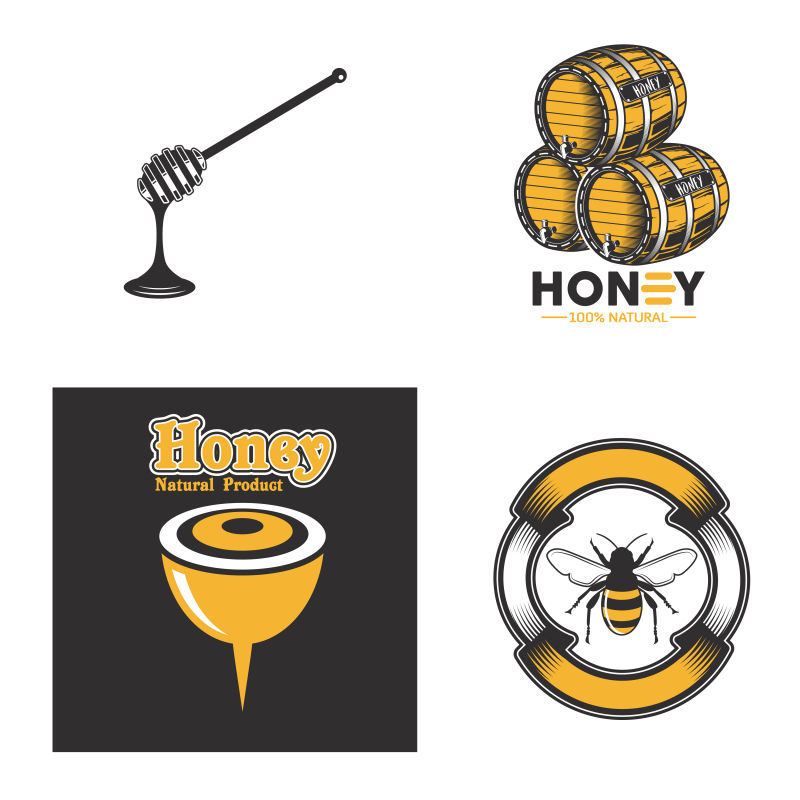 矢量蜜蜂蜂蜜标志