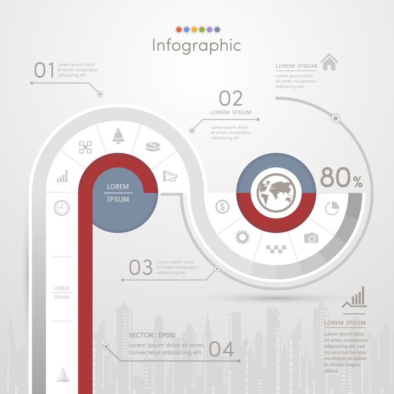创意矢量红色现代商业循环信息图表设计