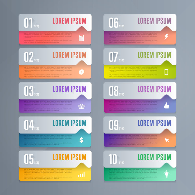 创意矢量彩色数字信息标签平面设计