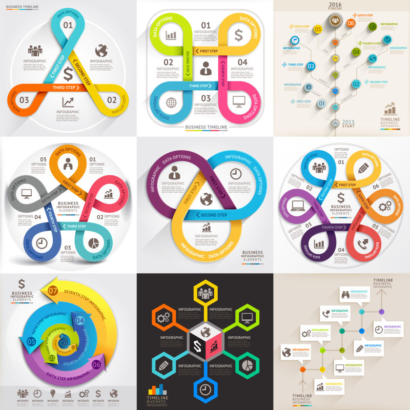 矢量彩色商业信息图表设计元素