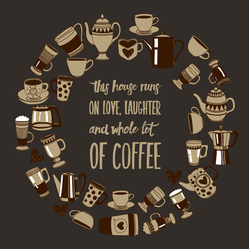 创意矢量现代咖啡元素图标背景