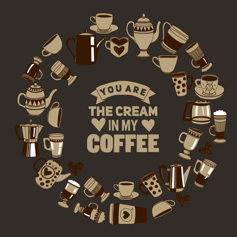 抽象矢量现代咖啡元素的图标背景