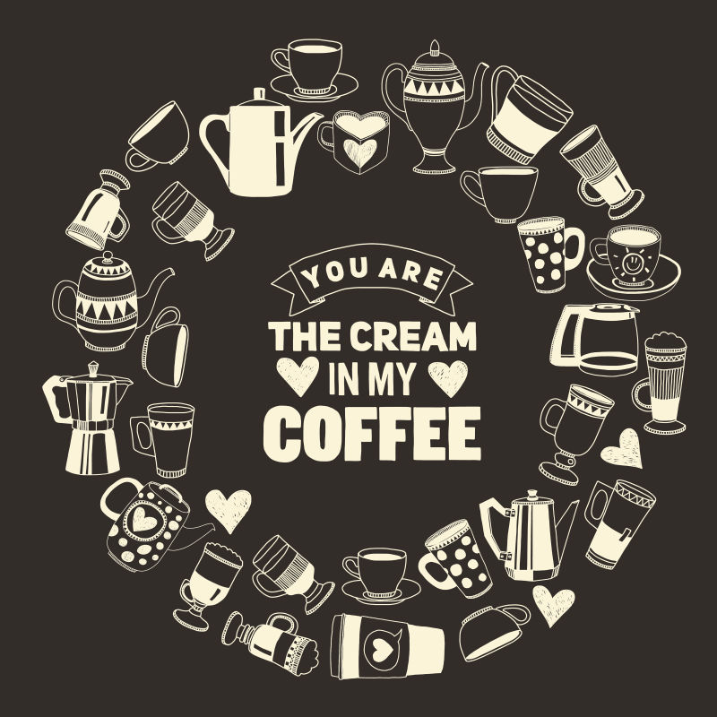 创意矢量咖啡元素图标背景