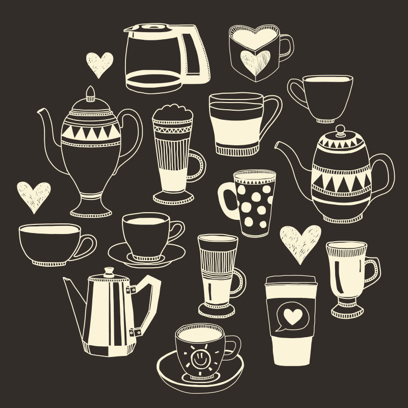 矢量抽象现代咖啡元素图标装饰背景