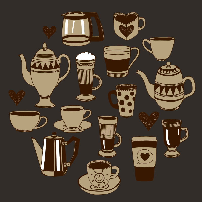 抽象矢量卡通咖啡元素设计图标
