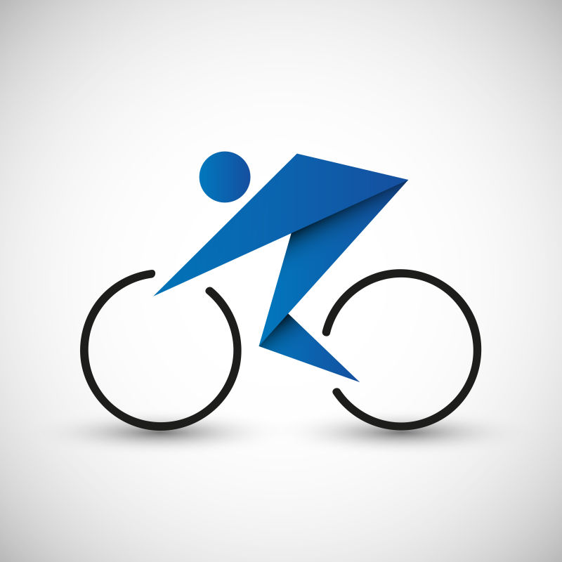 抽象矢量折纸风格的骑自行车的人插图