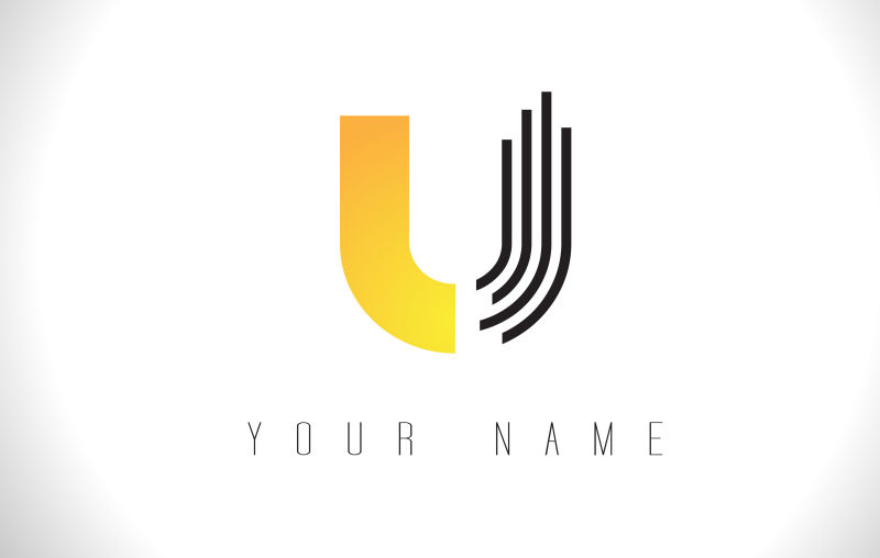 抽象矢量现代字母u线性标志设计
