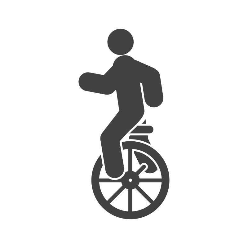 创意矢量骑独轮车的人图标设计