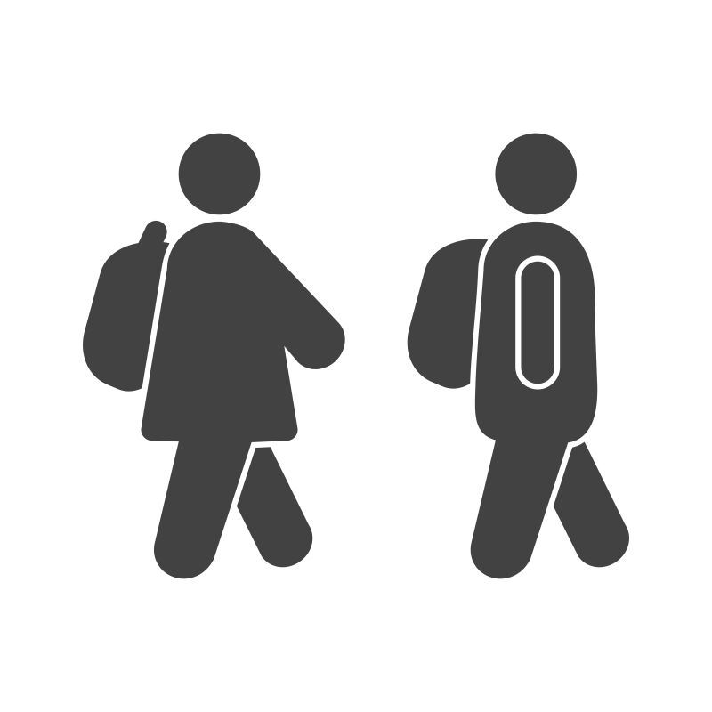 抽象矢量背着包的人图标设计