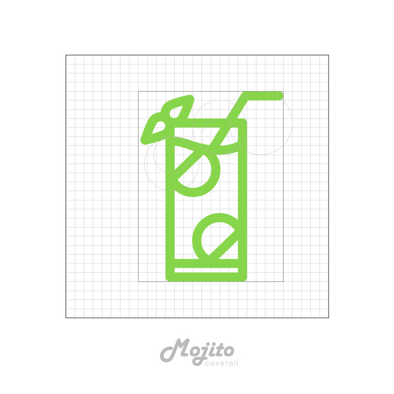 抽象矢量鸡尾酒主题的绿色线性标志设计