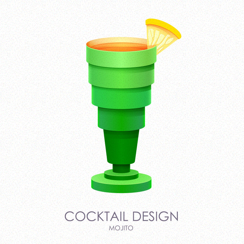 创意矢量现代绿色商业鸡尾酒标志设计