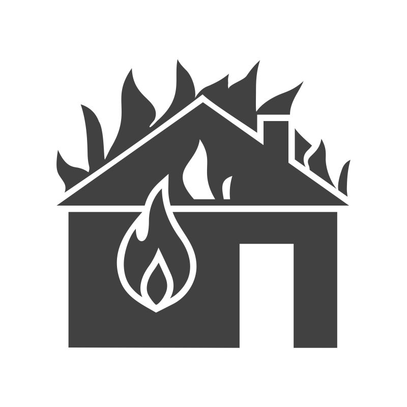 抽象矢量房屋失火图标设计