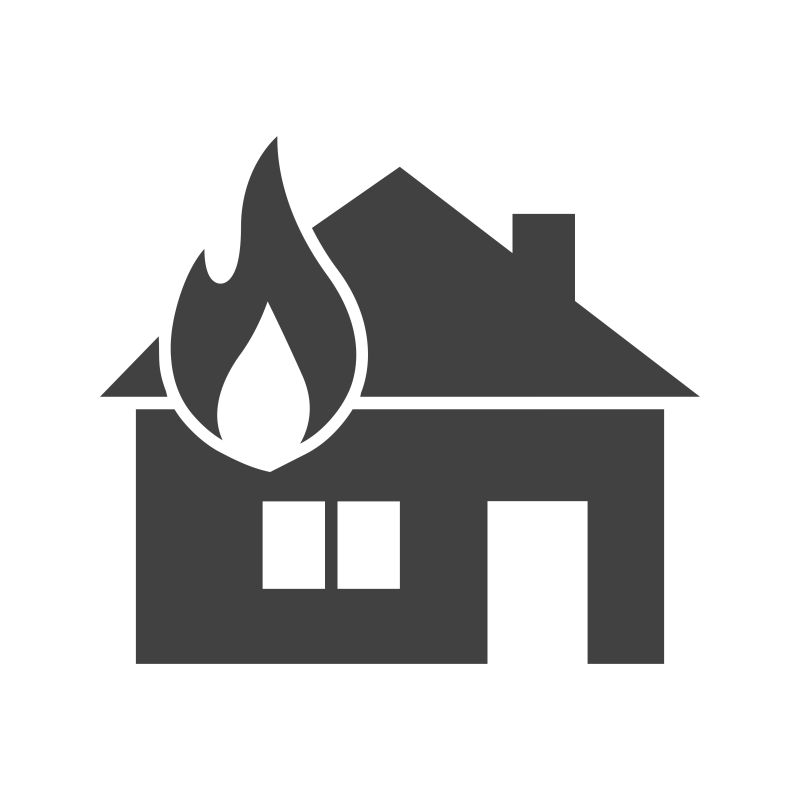 抽象矢量房屋火灾图标设计