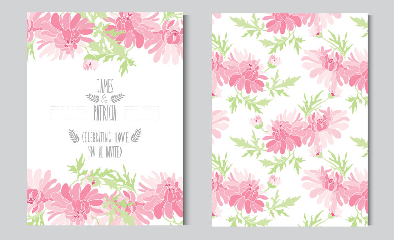 抽象矢量现代粉色花卉元素卡片设计