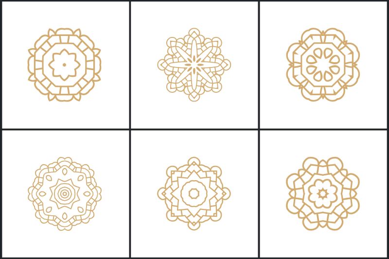 创意矢量现代金色线性花卉标志设计