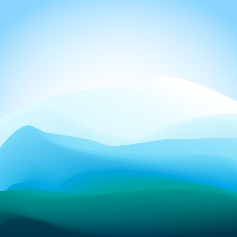 蓝绿山抽象背景矢量插图