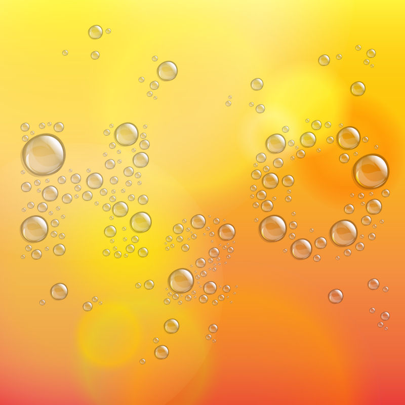 抽象矢量有透明气泡元素的橙色背景