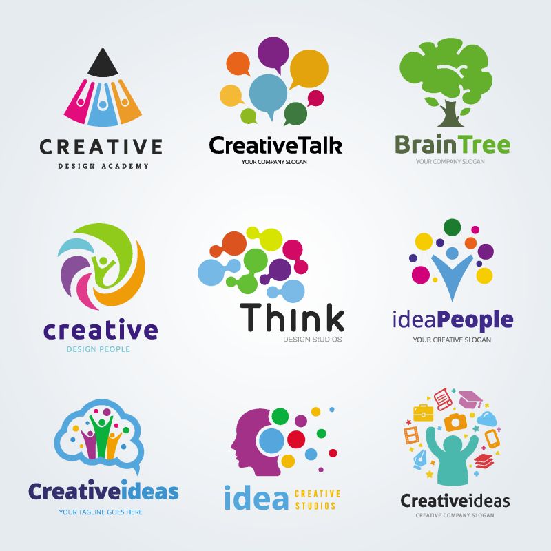 创意矢量现代彩色树元素标志设计