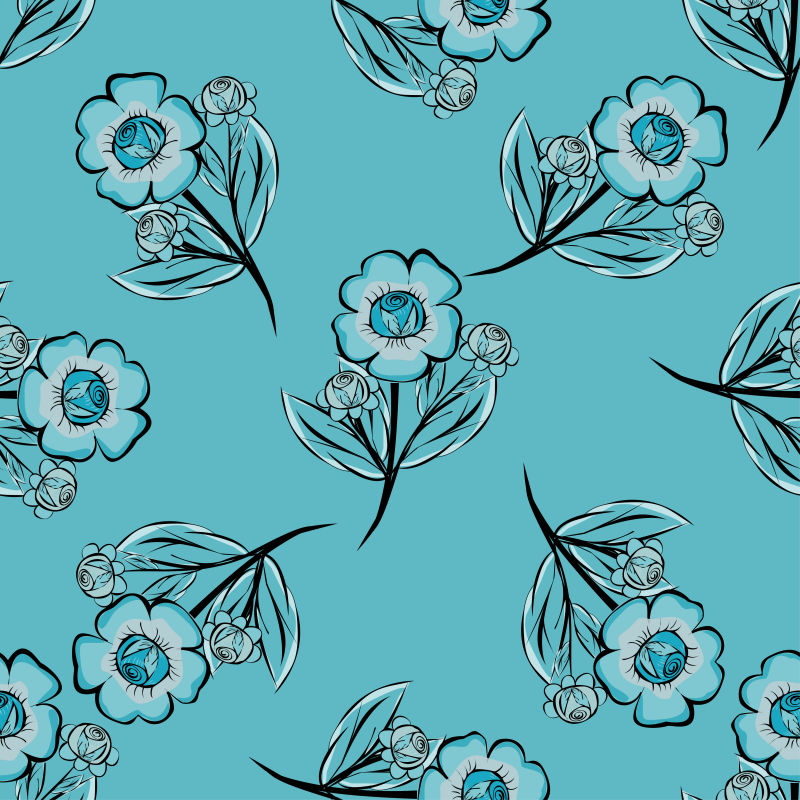 抽象矢量现代蓝色花卉元素设计背景