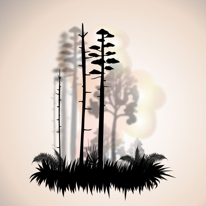 创意矢量森林元素剪影插图
