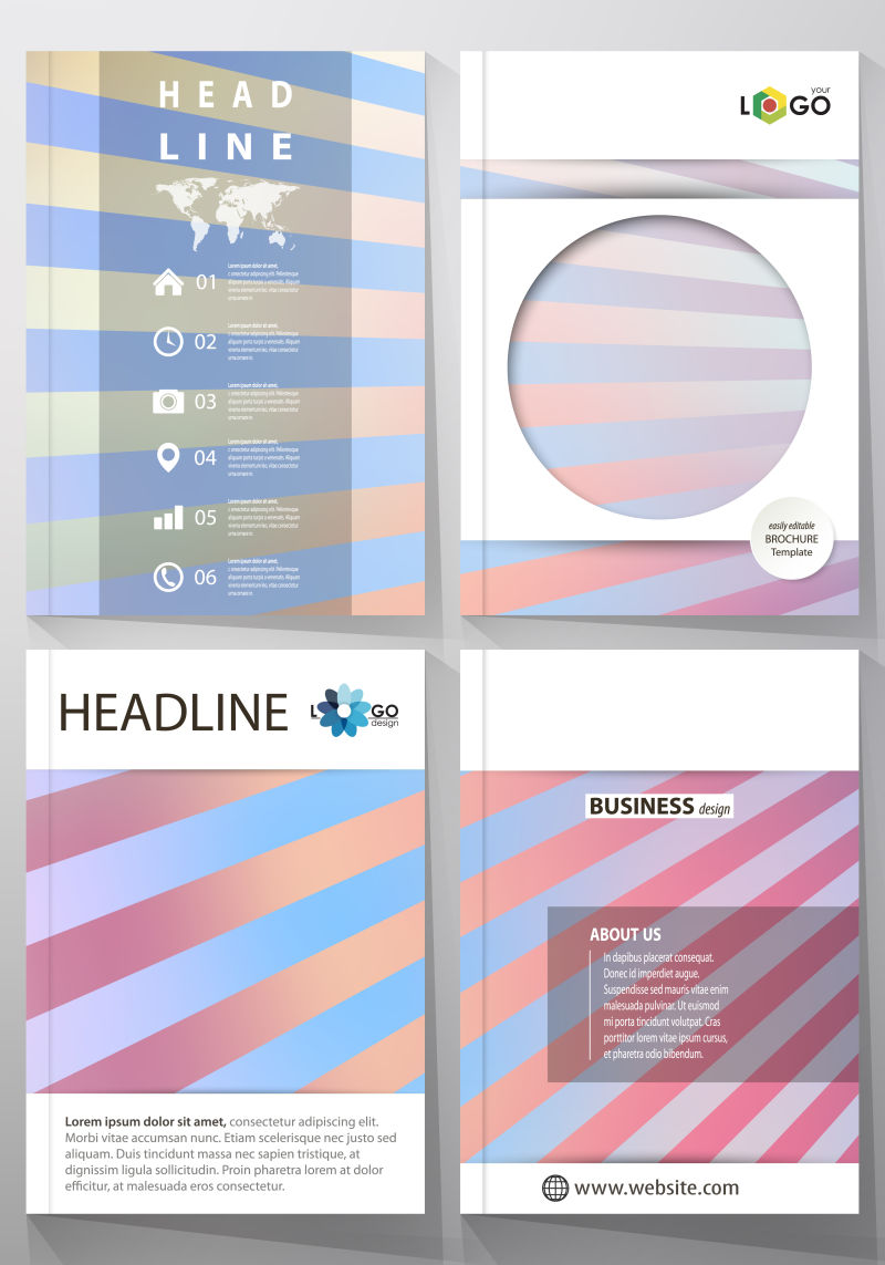 创意矢量彩色条状的宣传册设计