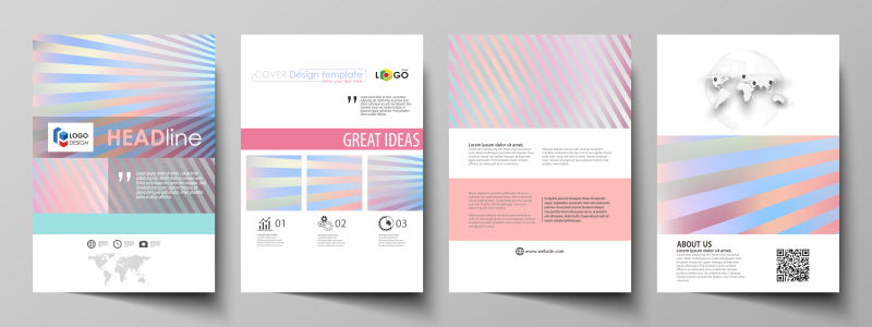 创意矢量现代彩色条纹元素的宣传册设计