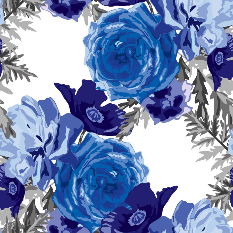 矢量美丽蓝色玫瑰元素的设计插图