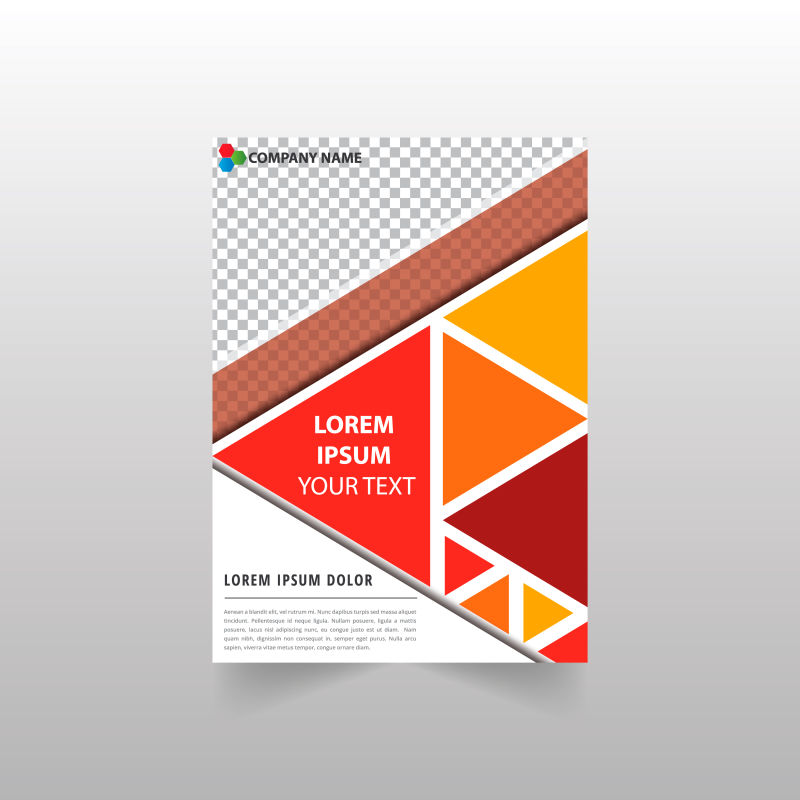 创意矢量平面彩色三角布局的宣传册封面设计