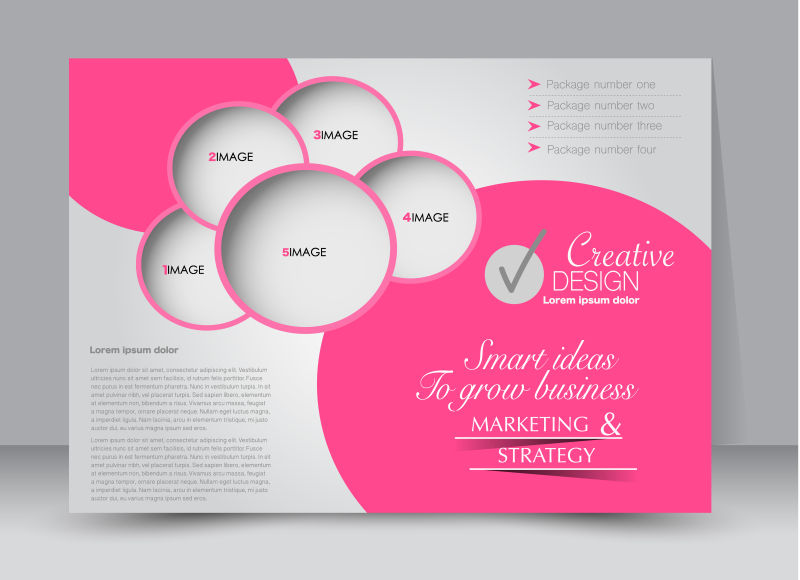 创意矢量现代粉色主题的矩形宣传册设计