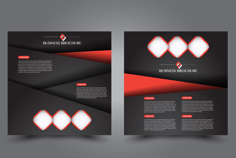 创意矢量红色黑色现代方形宣传册设计