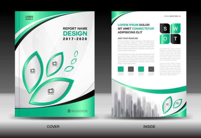 创意矢量现代绿色主题的宣传册平面设计