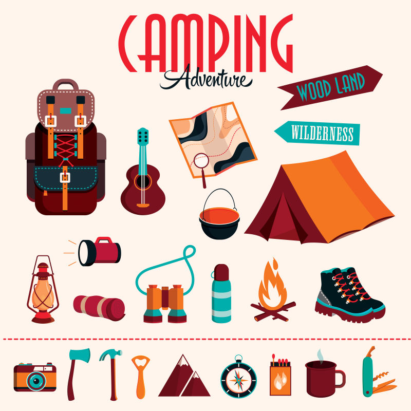 创意矢量露营主题的设计插图